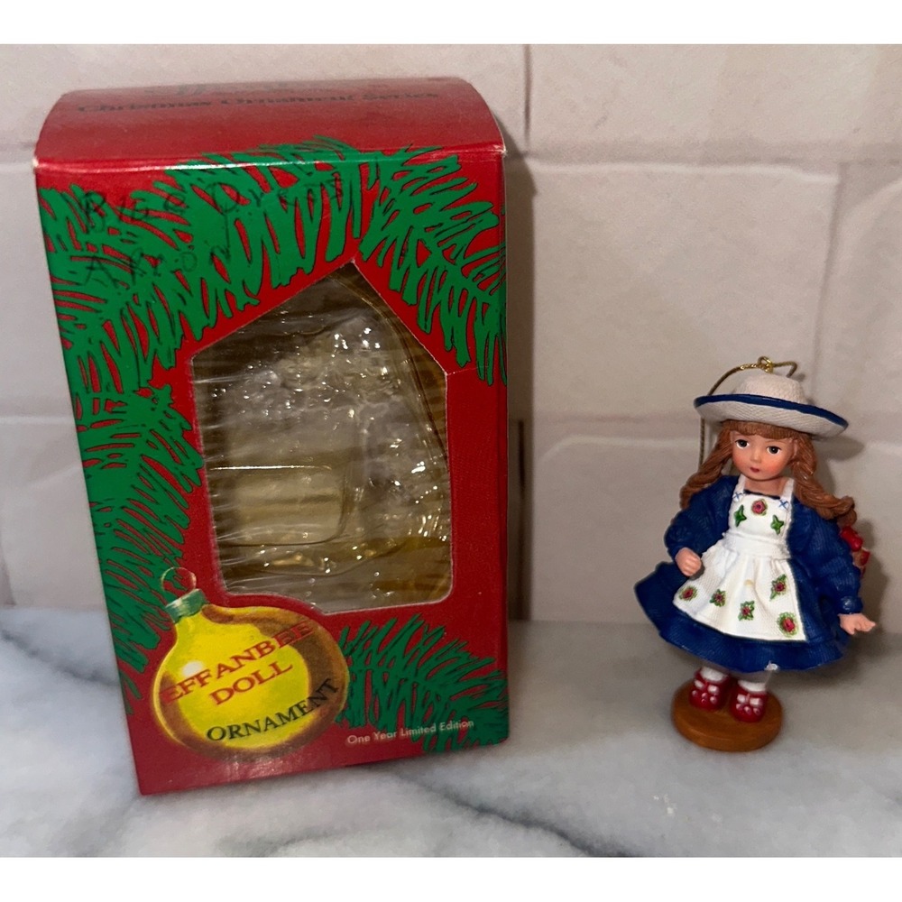 Effanbee Doll Company Christmas Ornament Girl in Blue Dress F076 Limited Edition